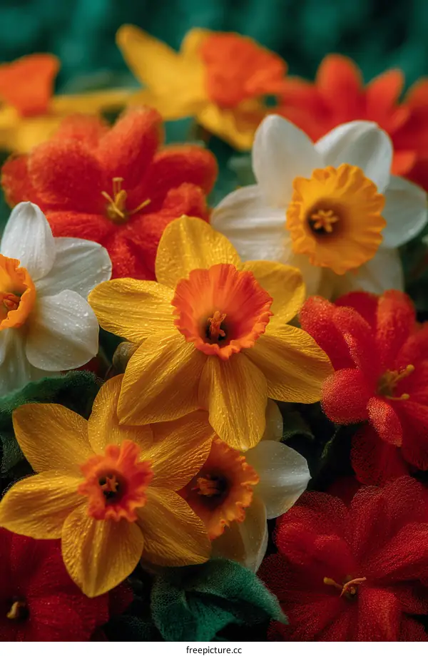 Close-up of Colorful Spring Daffodils