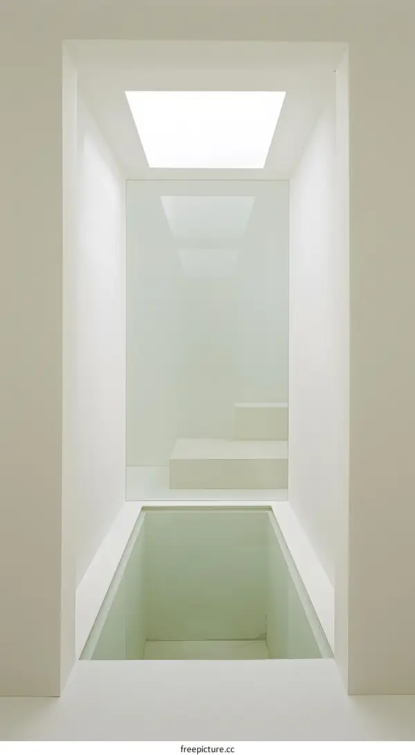 Minimalist Architecture with Glass Floor and Skylight