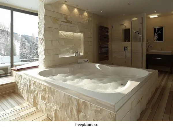 Modern Stone Spa Bathroom Design