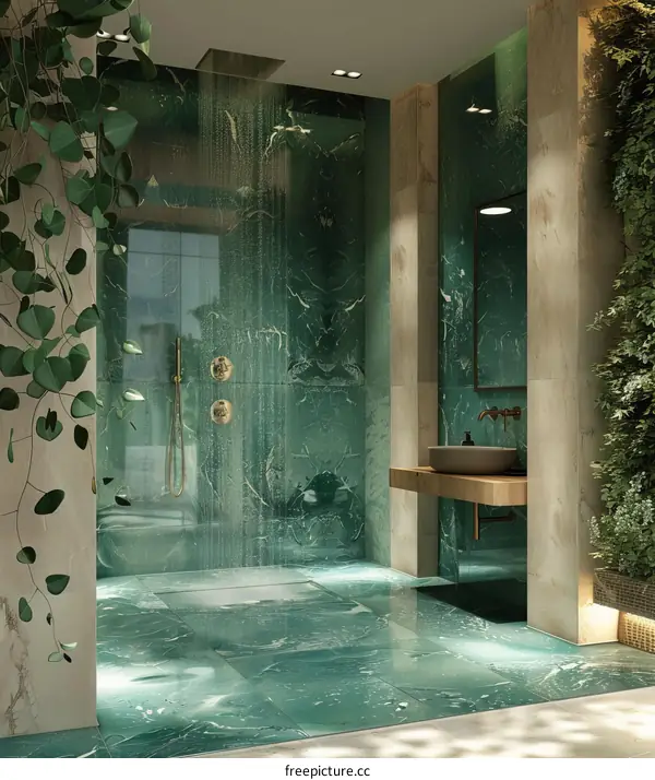 Luxury Emerald Green Bathroom Design