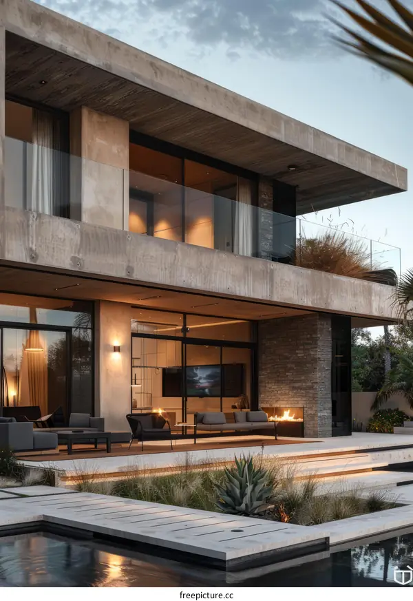 Modern Minimalist Concrete House With Pool