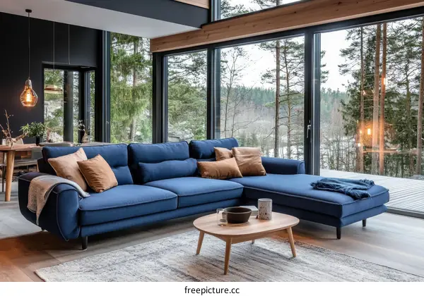 Modern Living Room with Panoramic Window