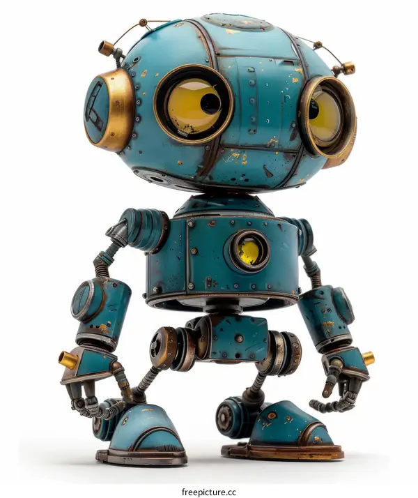 Charming Cyan Robot with Jaune Optics