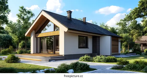 Modern White House with Large Windows