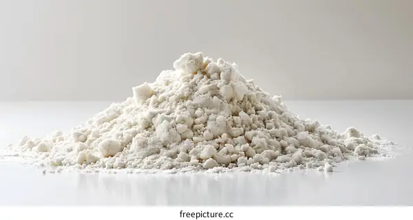 Heap of Flour on White Background