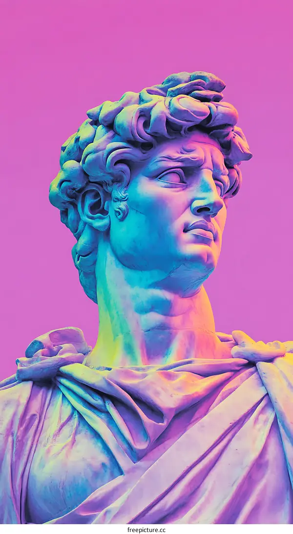 David Statue in Holographic Style