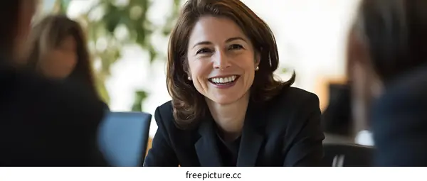 Smiling Businesswoman in Meeting