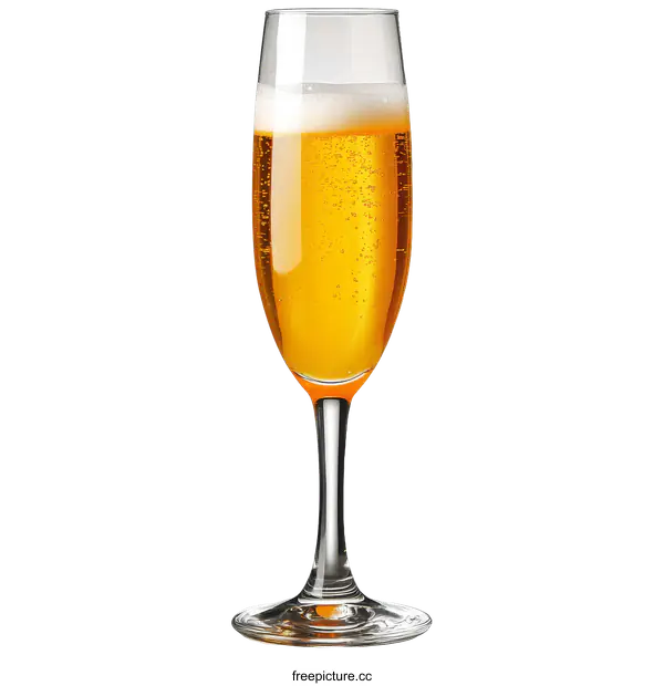 [Transparent Background PNG]Champagne Flute Glass with Sparkling Drink