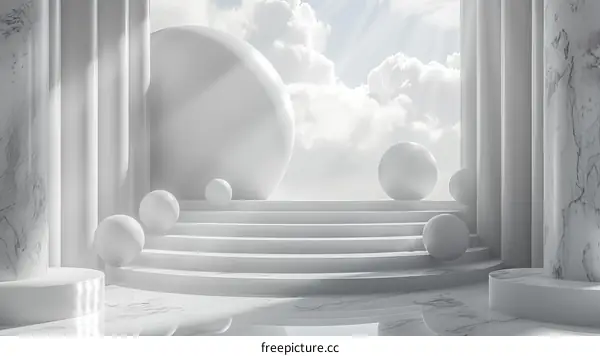White Marble Architectural Scene Illustration