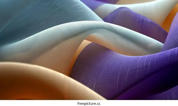 Colorful wavy fabric with blue, white and purple colors