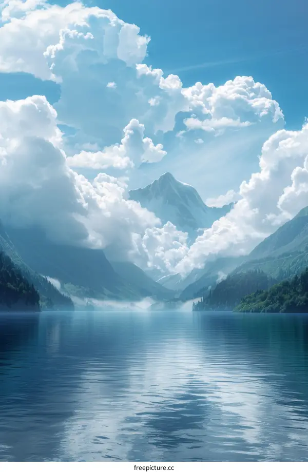 Serene Mountain Lake Under a Cloudy Sky