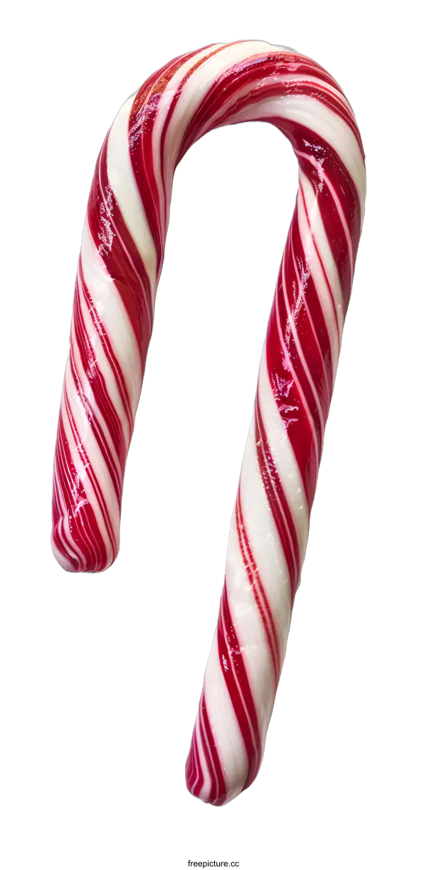 [Transparent Background PNG]Red and White Candy Cane Isolated on White Background