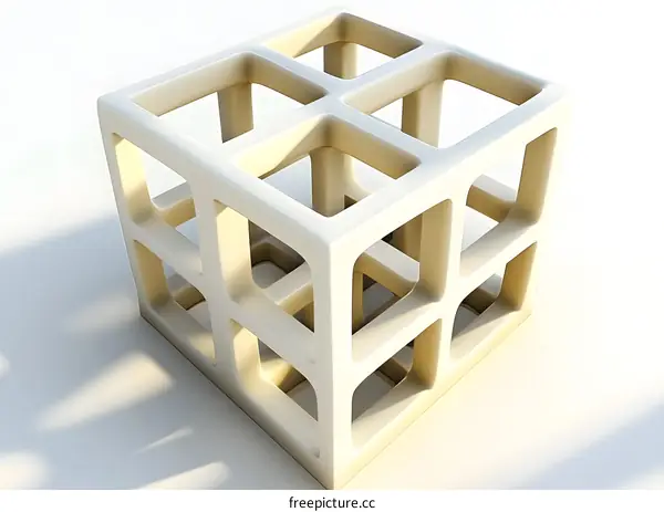 Abstract 3D Rendered White Geometric Cube