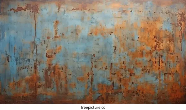 Abstract Blue and Orange Oil Painting