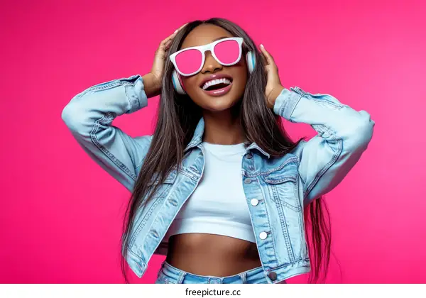 Stylish African Woman Enjoying Music