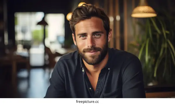 Portrait of a handsome young man with beard