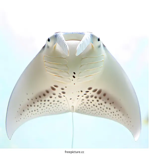 A close up of a stingray from underneath
