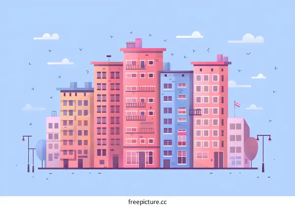 Colorful City Buildings Illustration