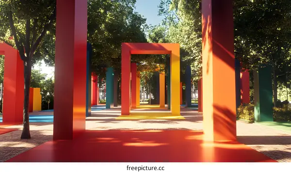 Colorful Abstract Geometric Structures in a Green Forest