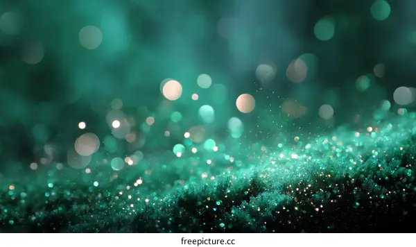 Teal Glitter Background with Bokeh Lights