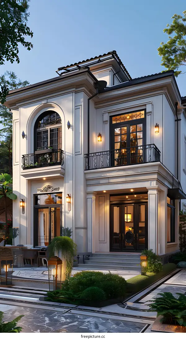 European style villa with beautiful exterior design