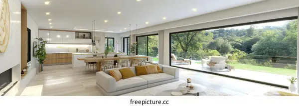 Modern Open-Plan Living Area with Panoramic Views