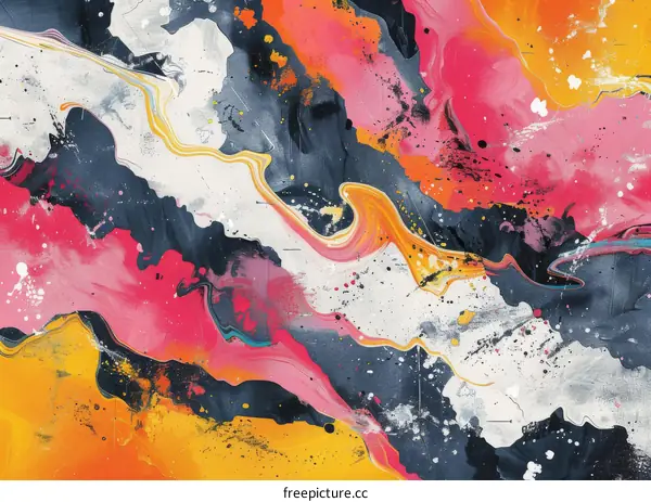 Abstract Acrylic Painting with Vibrant Colors and Geometric Shapes