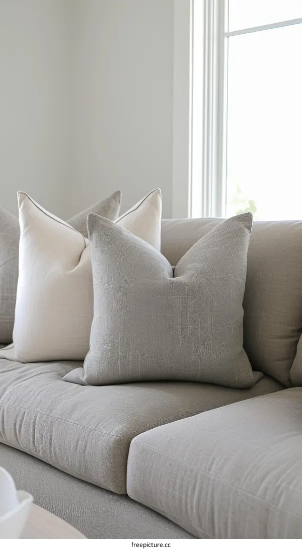 Light, Bright, and Airy Living Room With Neutral Pillows
