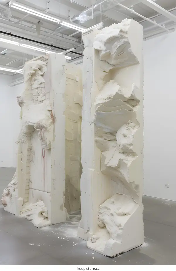 Abstract Sculpture in White and Pink