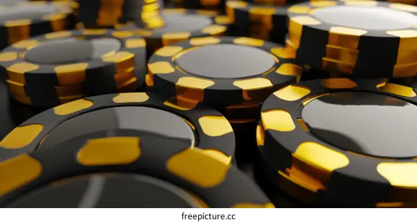 Black and gold casino chips background