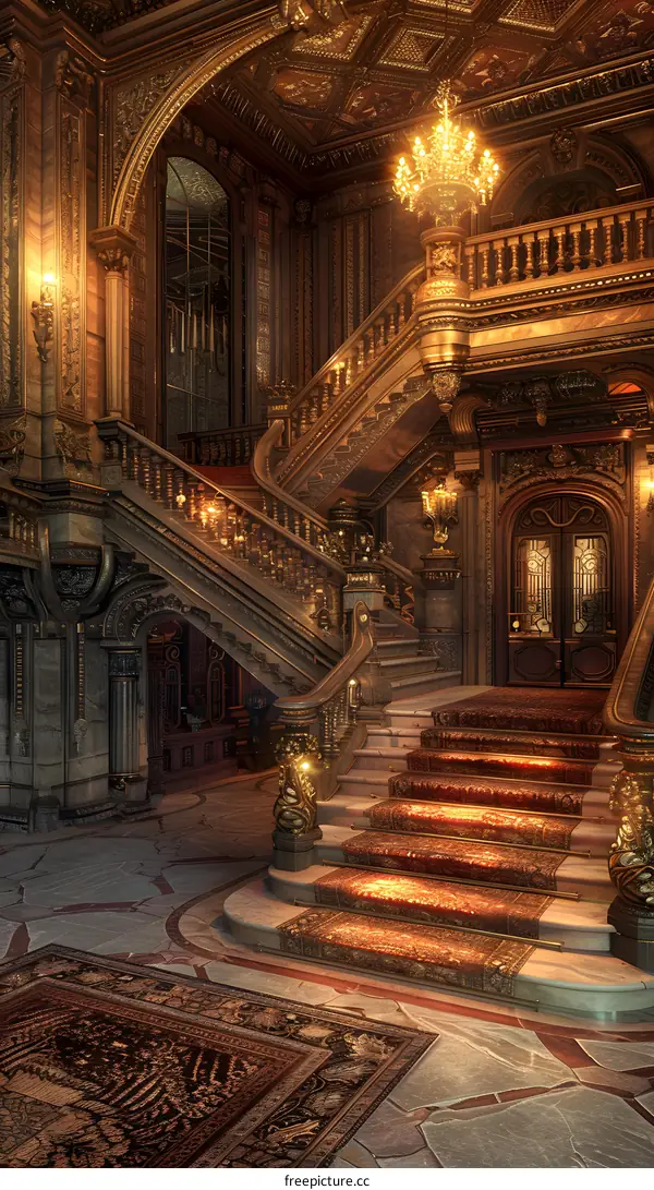 Grand Staircase in a Luxurious Mansion