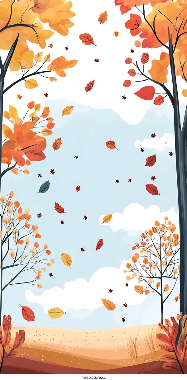 Autumn Leaves Falling From Trees Illustration