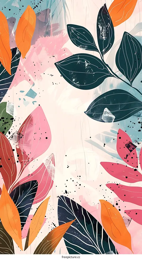 Abstract Watercolor Leaves Painting