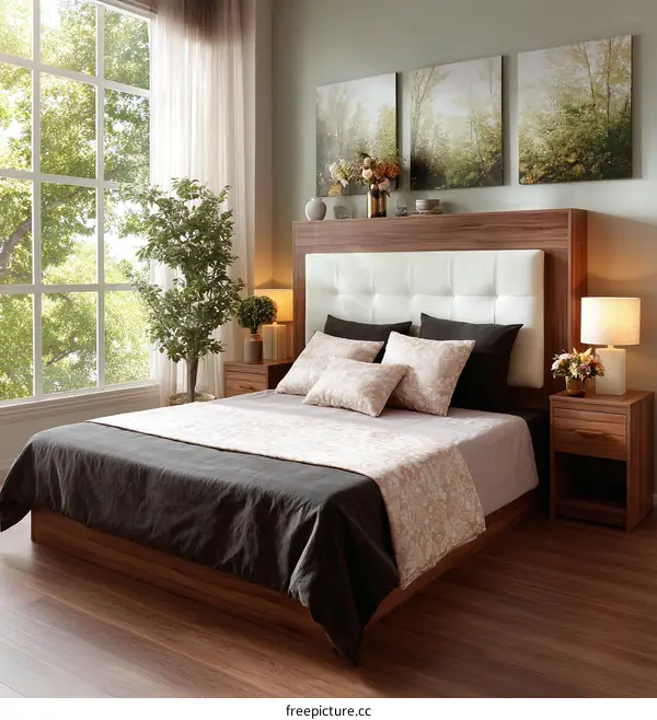 Modern Wooden Bedroom with Stylish Bedding