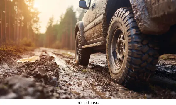 Muddy Off-Road Adventure with 4x4 Vehicle