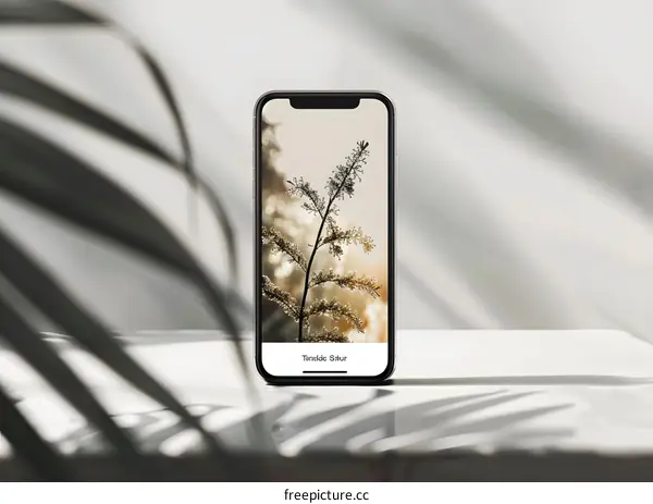 Smartphone with Nature Photography on the Screen