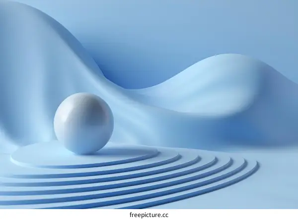 Abstract Blue Geometric Shape Display