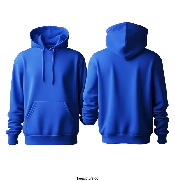 [Transparent Background PNG]Blank Royal Blue Hoodie Mockup