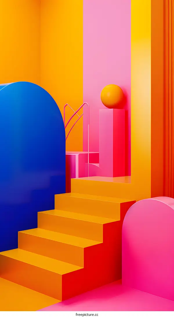 Abstract Geometric Shapes in Colorful Minimalist Design