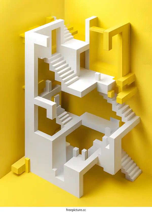 Abstract Geometric Stairs 3D Illustration