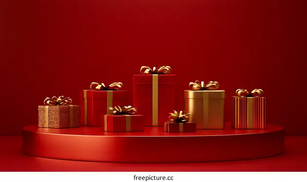 Gift Boxes on Red Platform