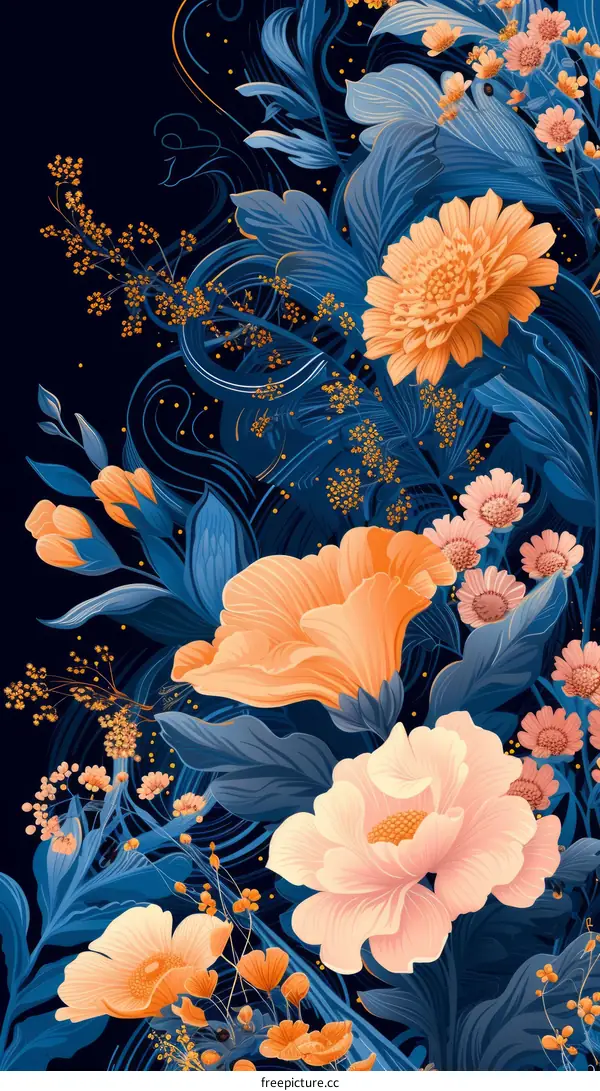 Colorful Floral Pattern with Peonies and Dahlias