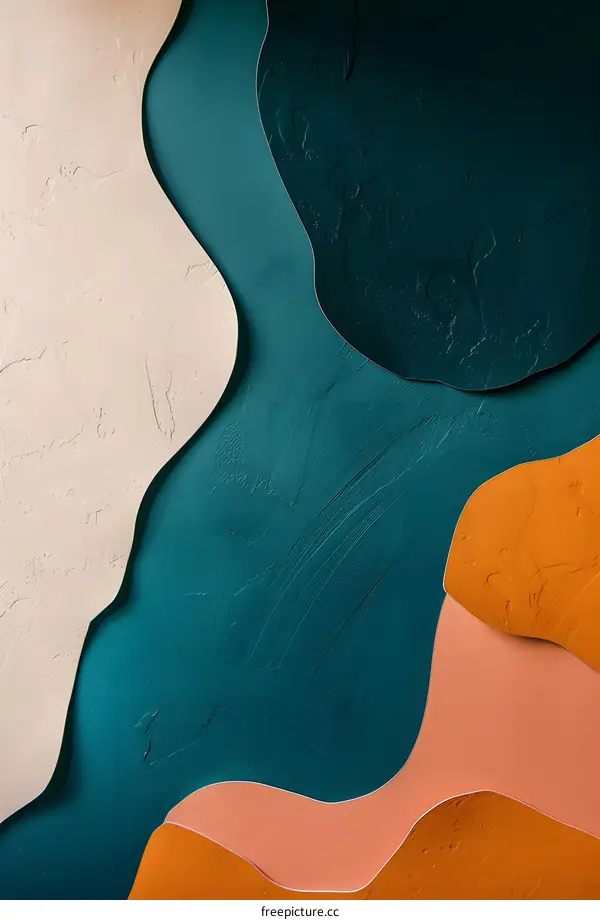 Abstract Background With Teal, Beige, Orange, And Coral Colors