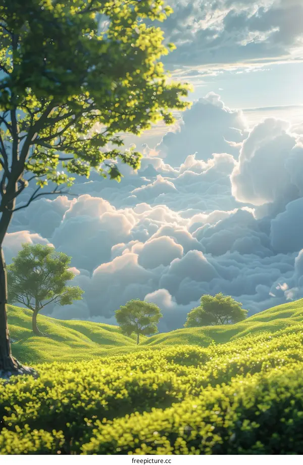 Dreamy Cloudscape Landscape Illustration