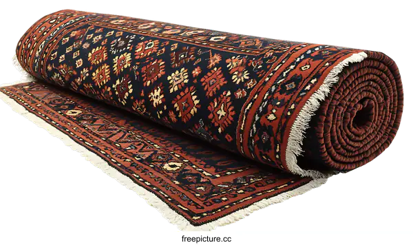 [Transparent Background PNG]Rolled Vintage Oriental Carpet