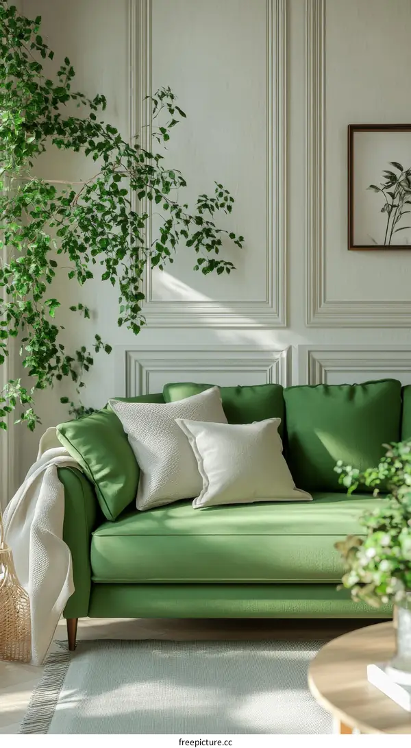 Green Sofa Living Room Interior Design