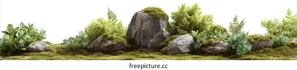 A Miniature Landscape Design with Rocks and Plants