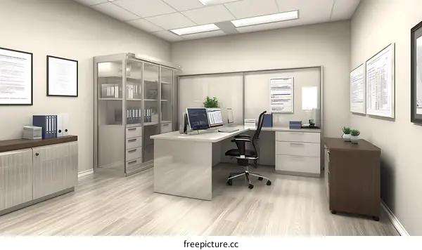 Modern Office Space Interior Design Illustration