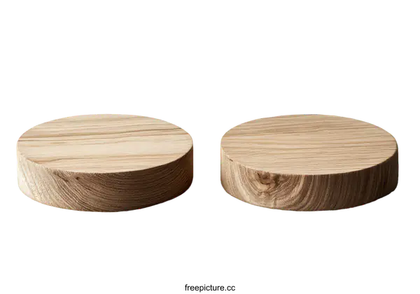 [Transparent Background PNG]Two Natural Wooden Round Display Stands
