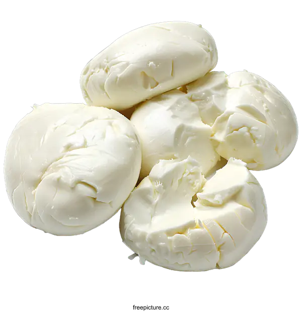 [Transparent Background PNG]Four balls of fresh mozzarella cheese